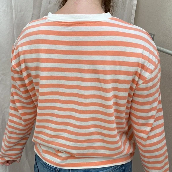 Women’s A New Day orange long sleeve striped shirt. Size large. - Picture 2 of 7